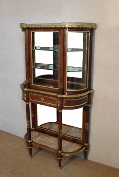 French Mahogany Bow Ended Glazed Vitrine Attributed to Paul Sormani