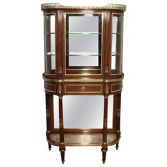 Antique French Mahogany Bow Ended Glazed Vitrine Attributed to Paul Sormani