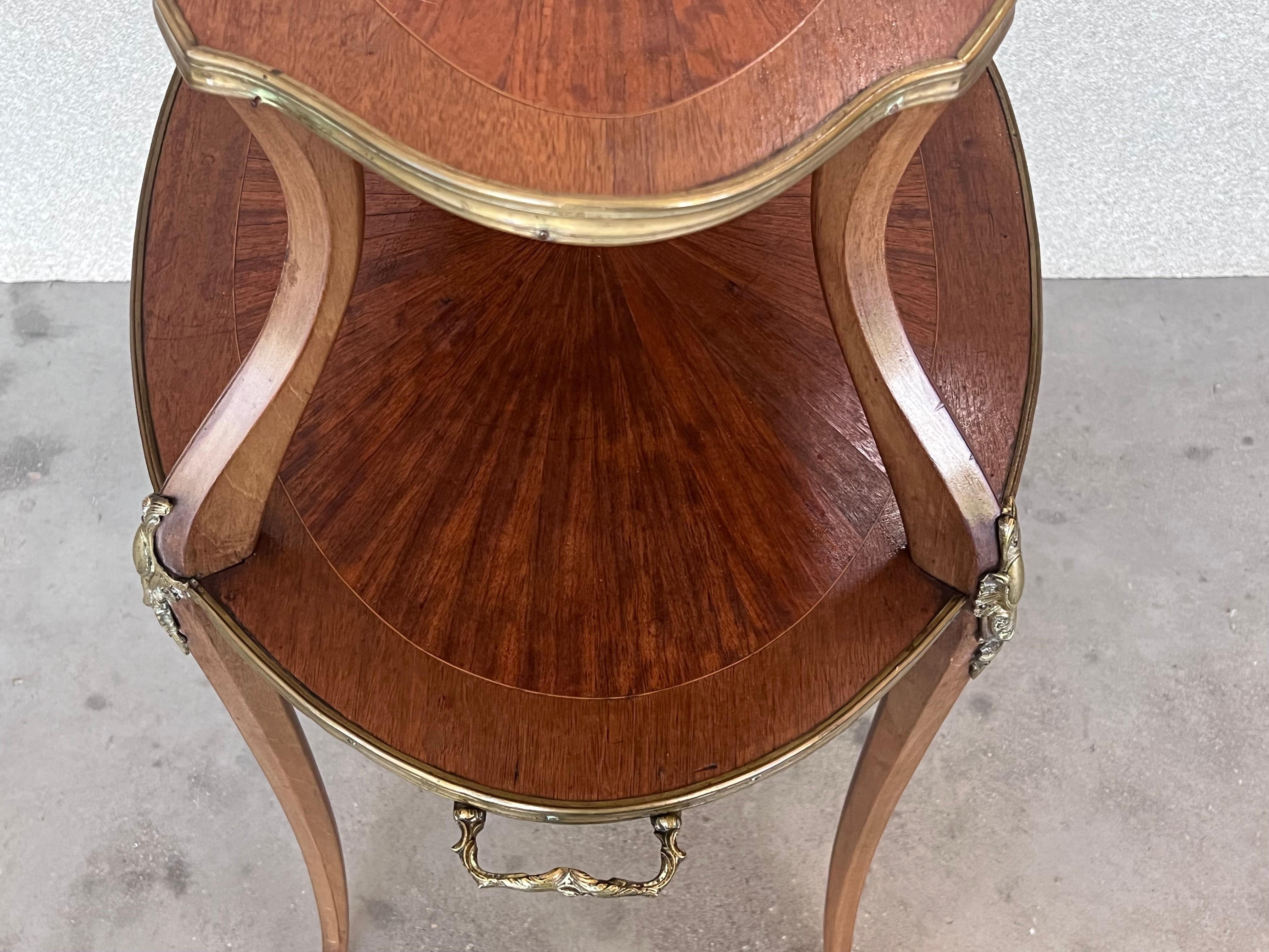 French Mahogany Brass Two-Tier Side or Coffee Table For Sale 2