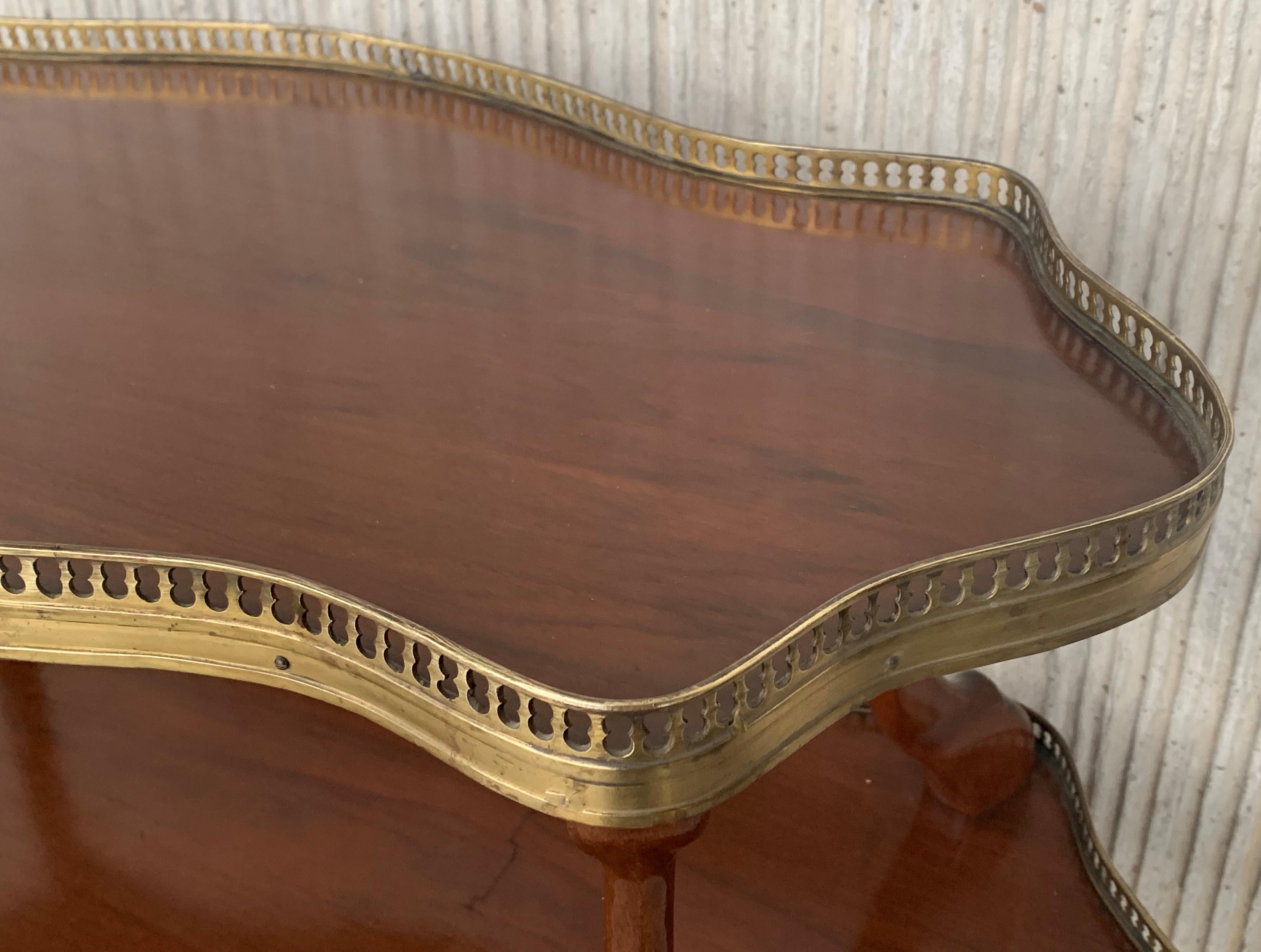 French Mahogany Brass Two-Tier Side or Coffee Table For Sale 3