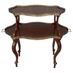 French Mahogany Brass Two-Tier Side or Coffee Table