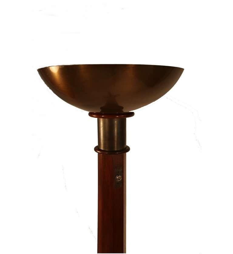 20th Century French Mahogany and Bronze Torchiere
