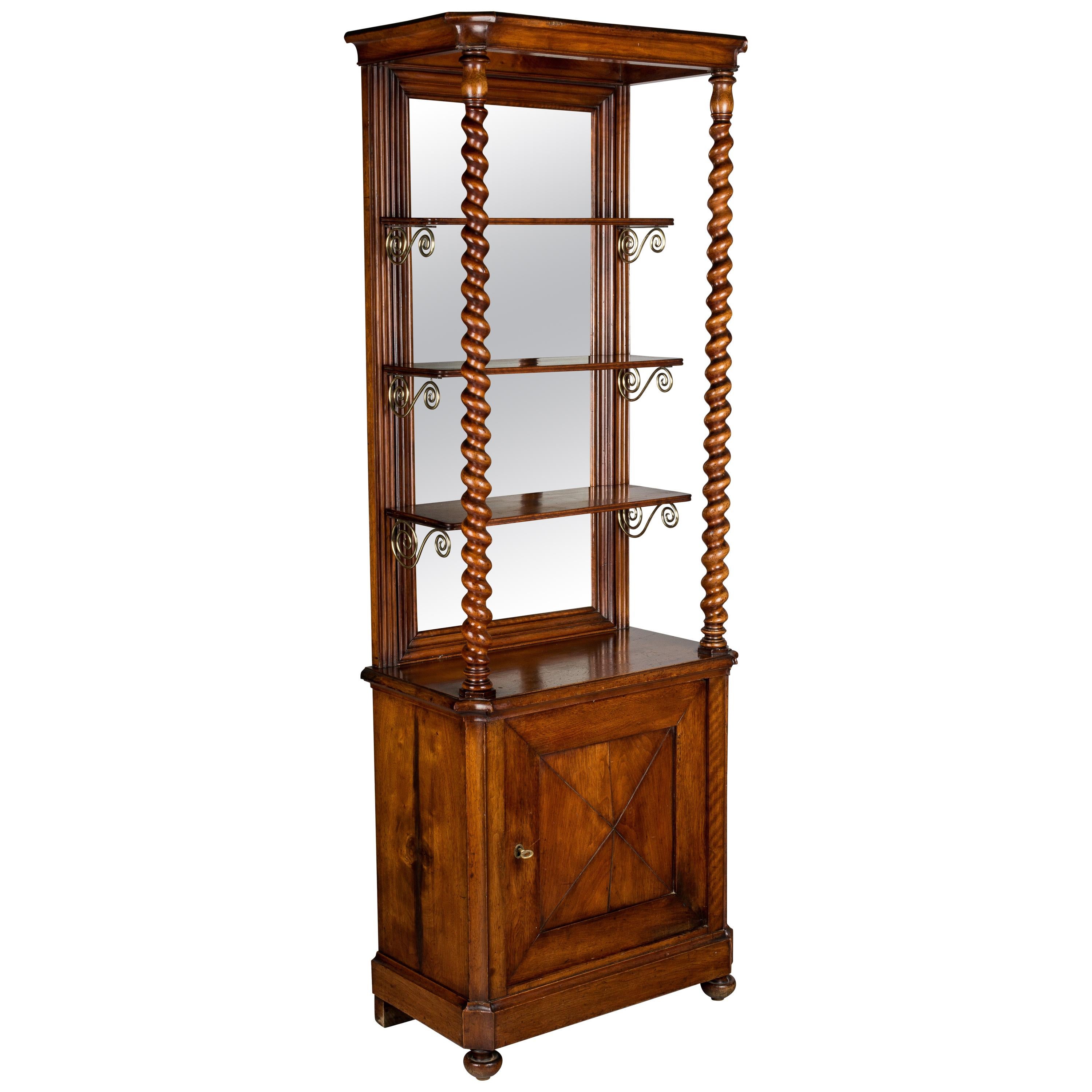19th Century French Mahogany Cabinet with Shelves For Sale