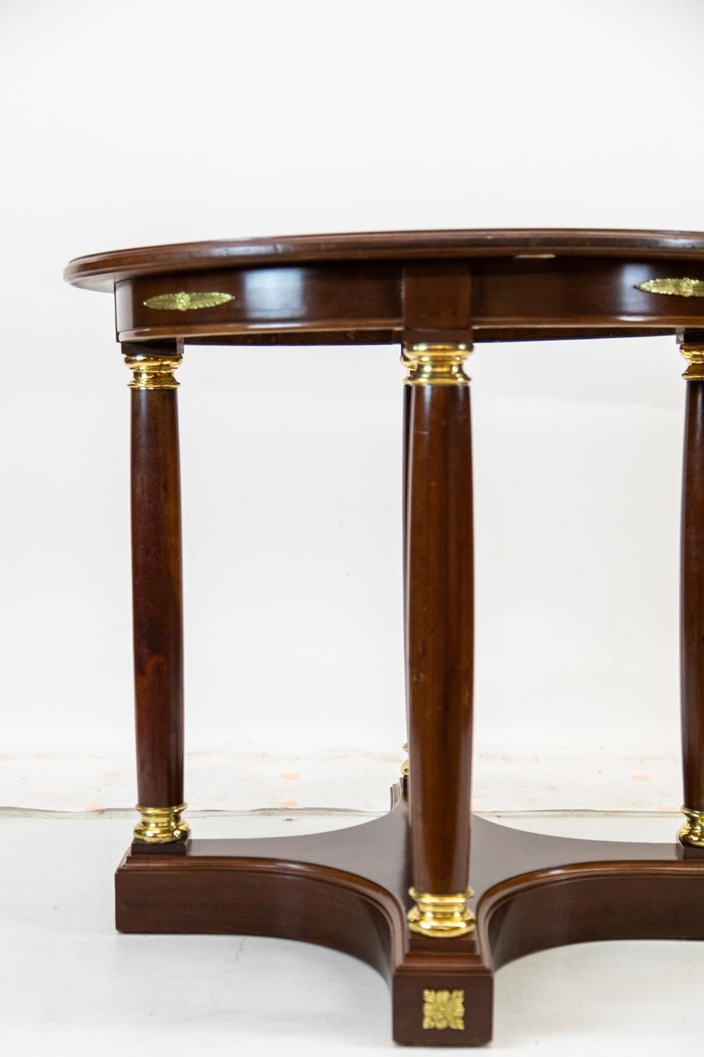 Brass French Mahogany Center Table For Sale