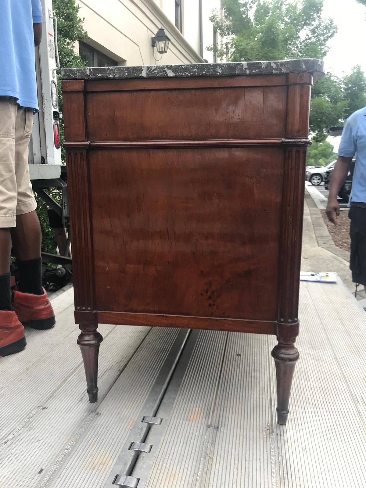 French Mahogany Commode with Marble Top in the Style of Louis XVI, circa 1800 2