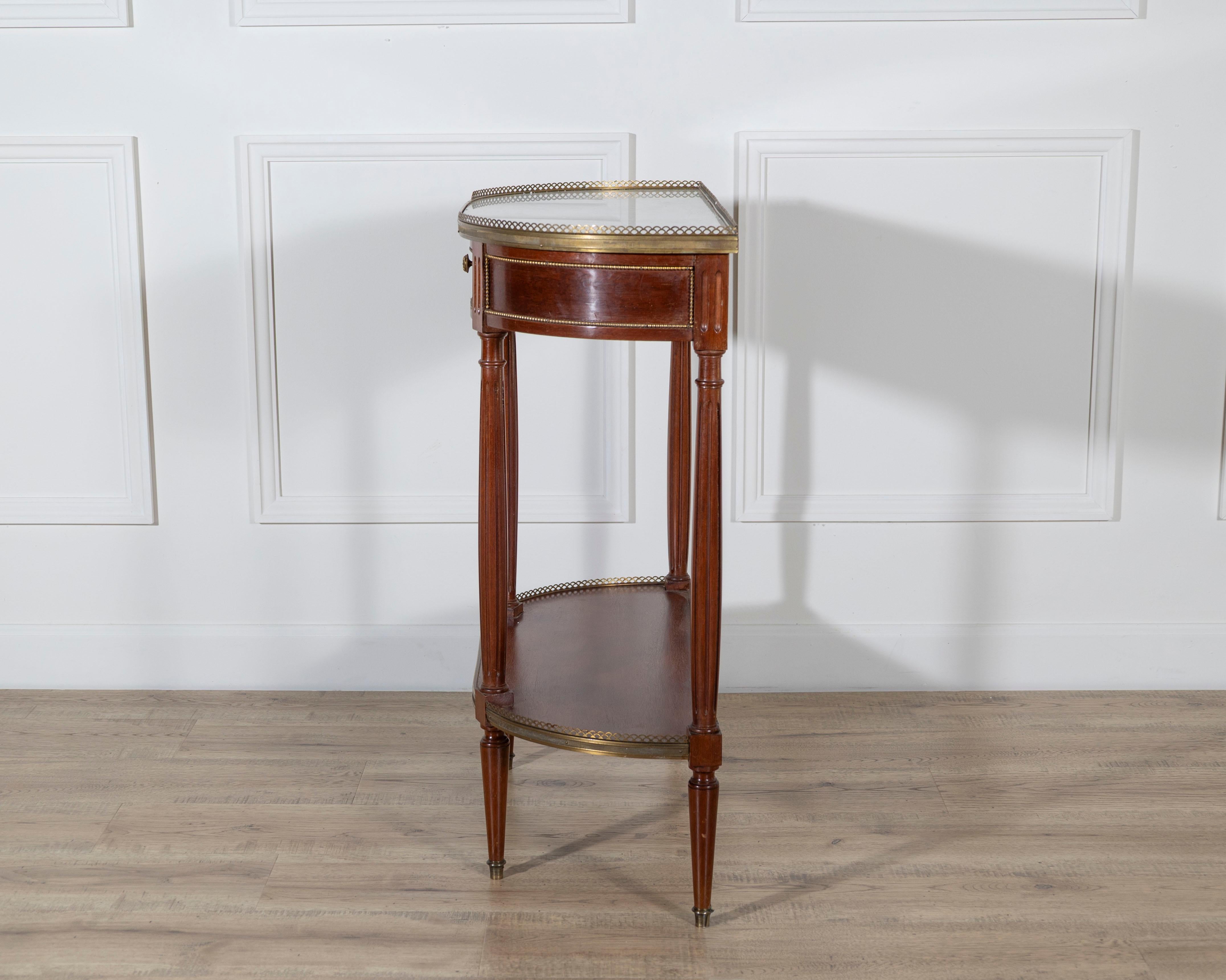 French Mahogany Console Table with Marble Top and Brass Gallery, Early 20th Cent For Sale 6