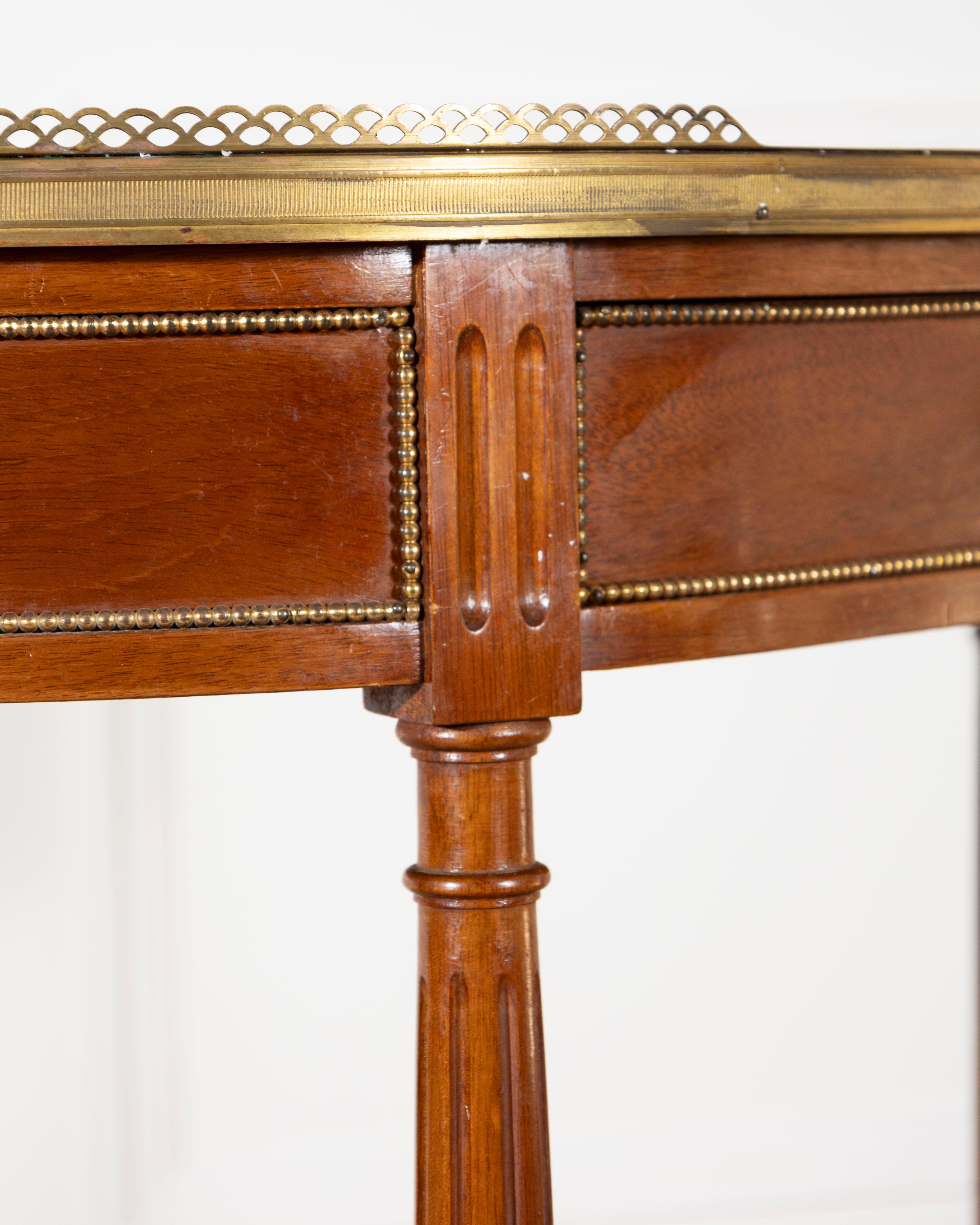French Mahogany Console Table with Marble Top and Brass Gallery, Early 20th Cent For Sale 8