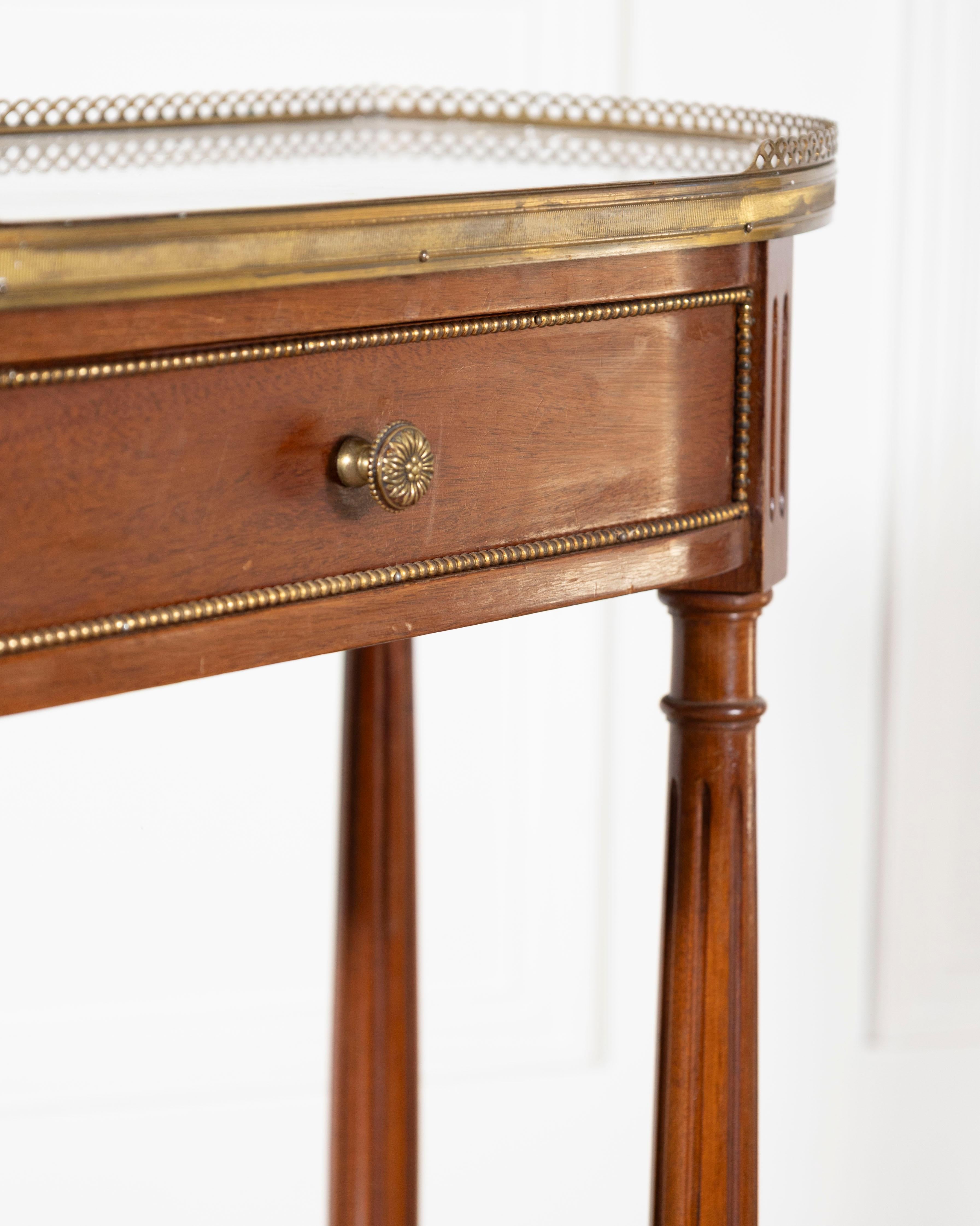 French Mahogany Console Table with Marble Top and Brass Gallery, Early 20th Cent For Sale 9