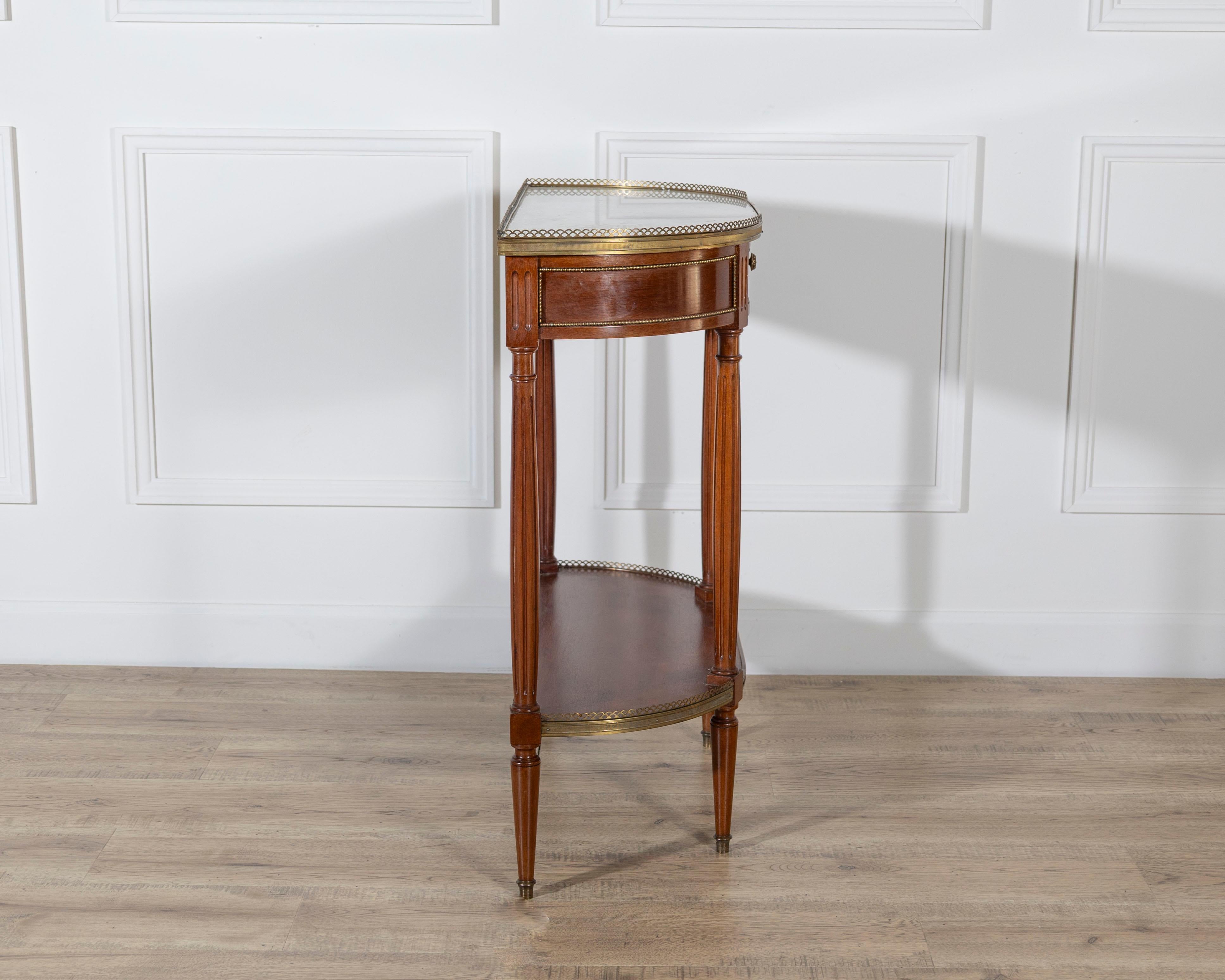 French Mahogany Console Table with Marble Top and Brass Gallery, Early 20th Cent For Sale 3