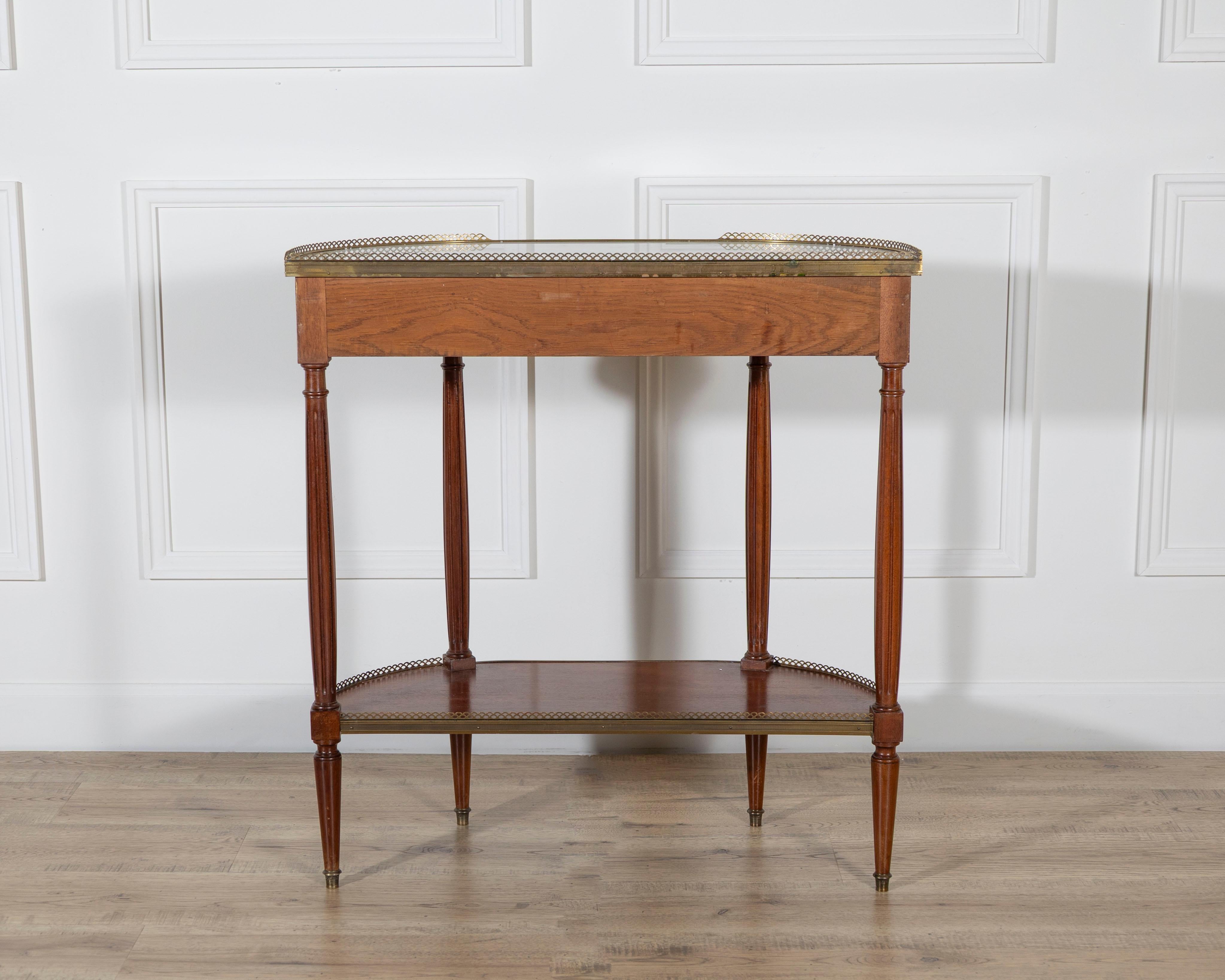 French Mahogany Console Table with Marble Top and Brass Gallery, Early 20th Cent For Sale 5