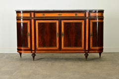 French Mahogany Demilune Marble Top Enfilade