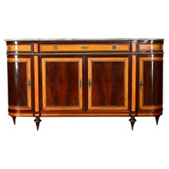 French Mahogany Demilune Marble Top Enfilade