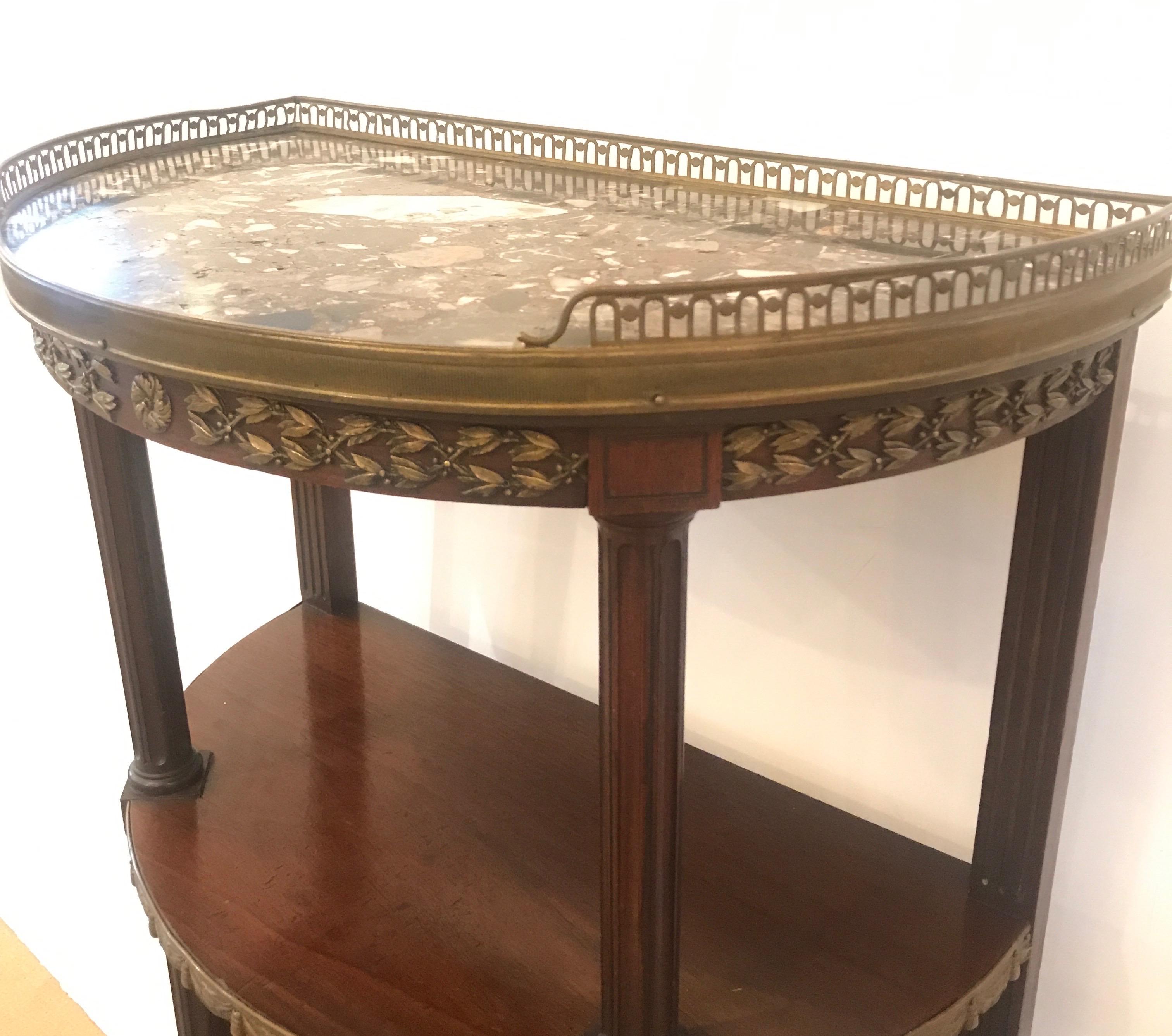 French Mahogany Demilune Marble-Top Étagère In Good Condition In Lambertville, NJ