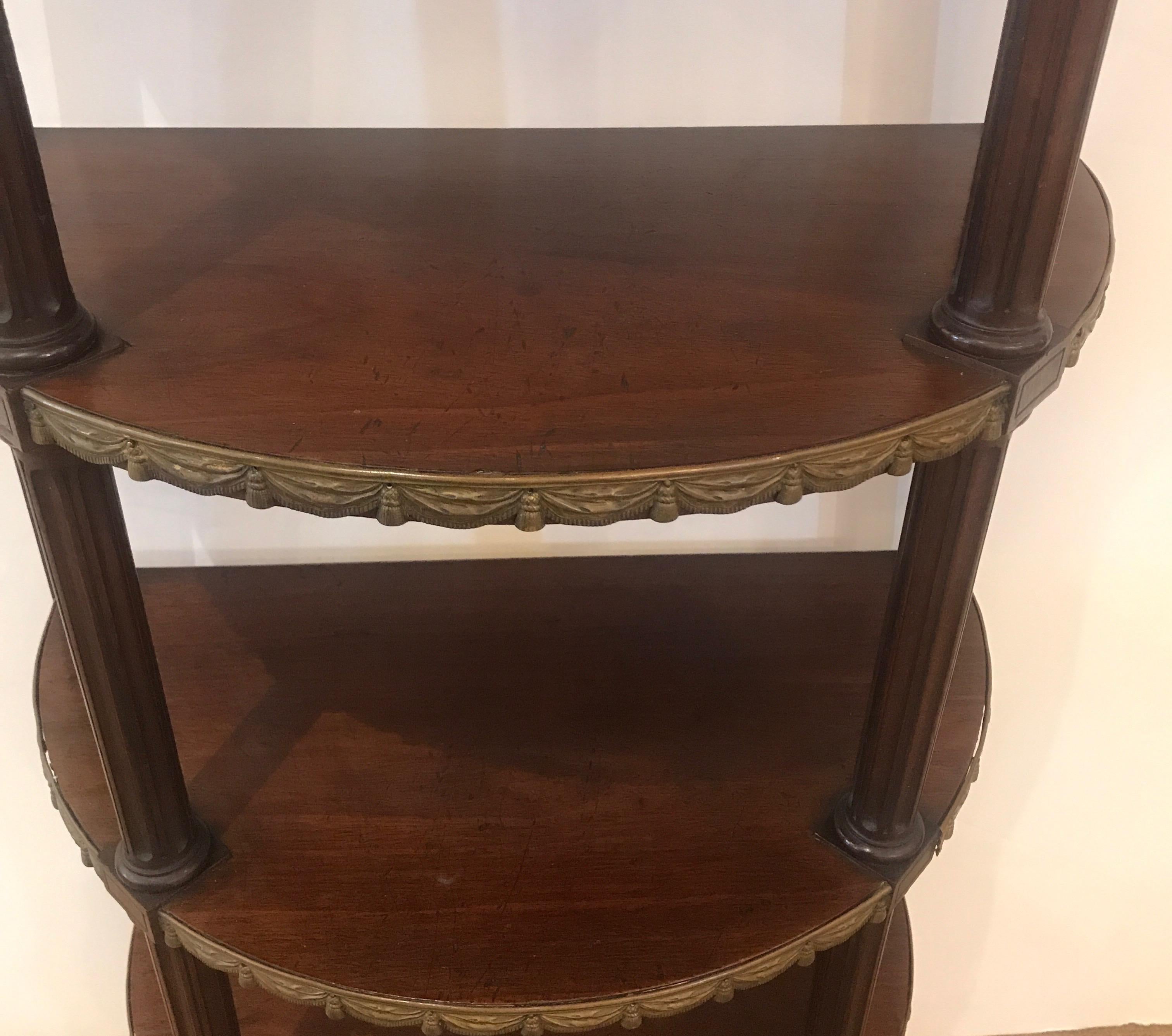 Early 20th Century French Mahogany Demilune Marble-Top Étagère