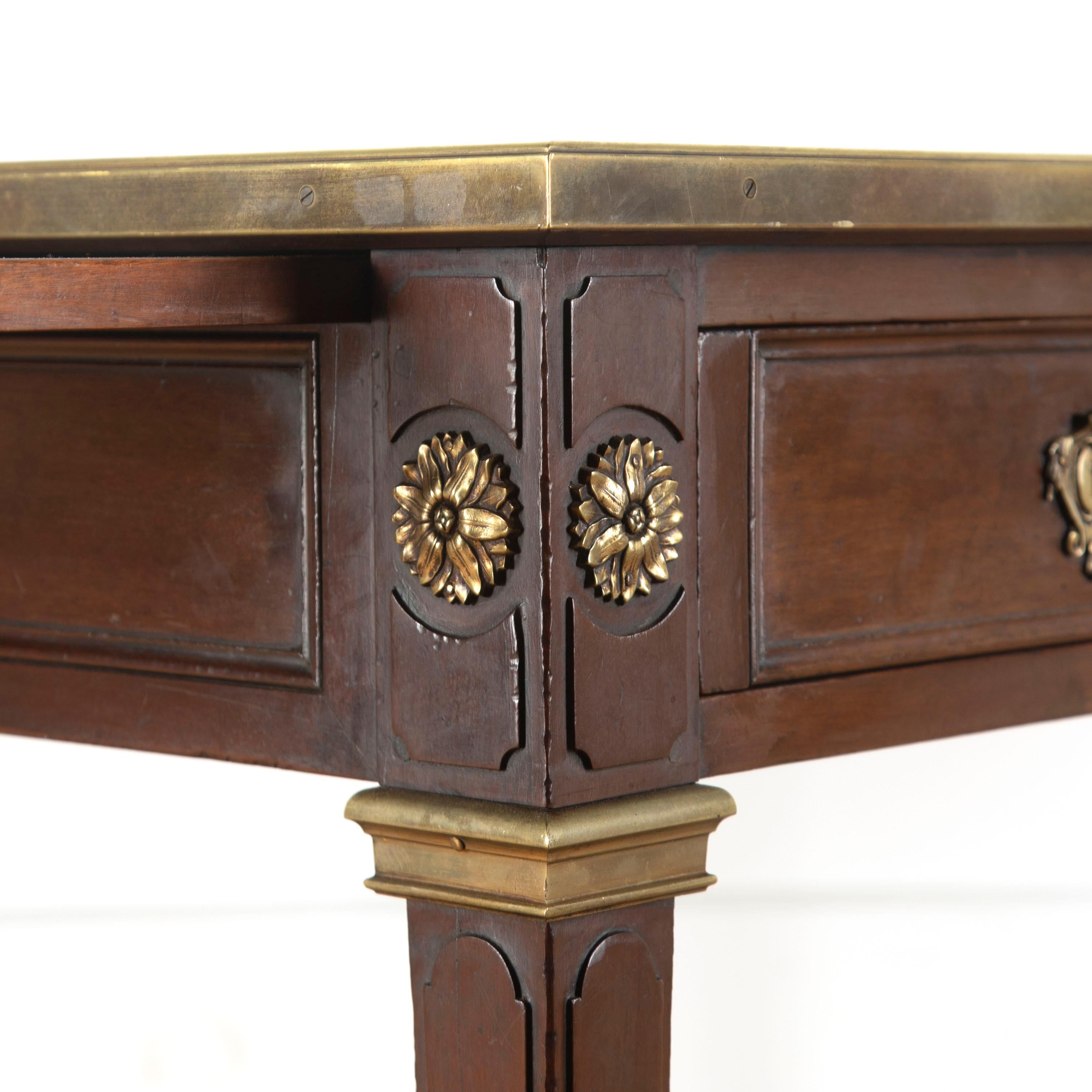 French Mahogany Desk with Brass Mounts 2