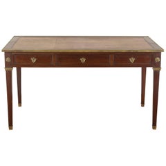 French Mahogany Desk with Brass Mounts