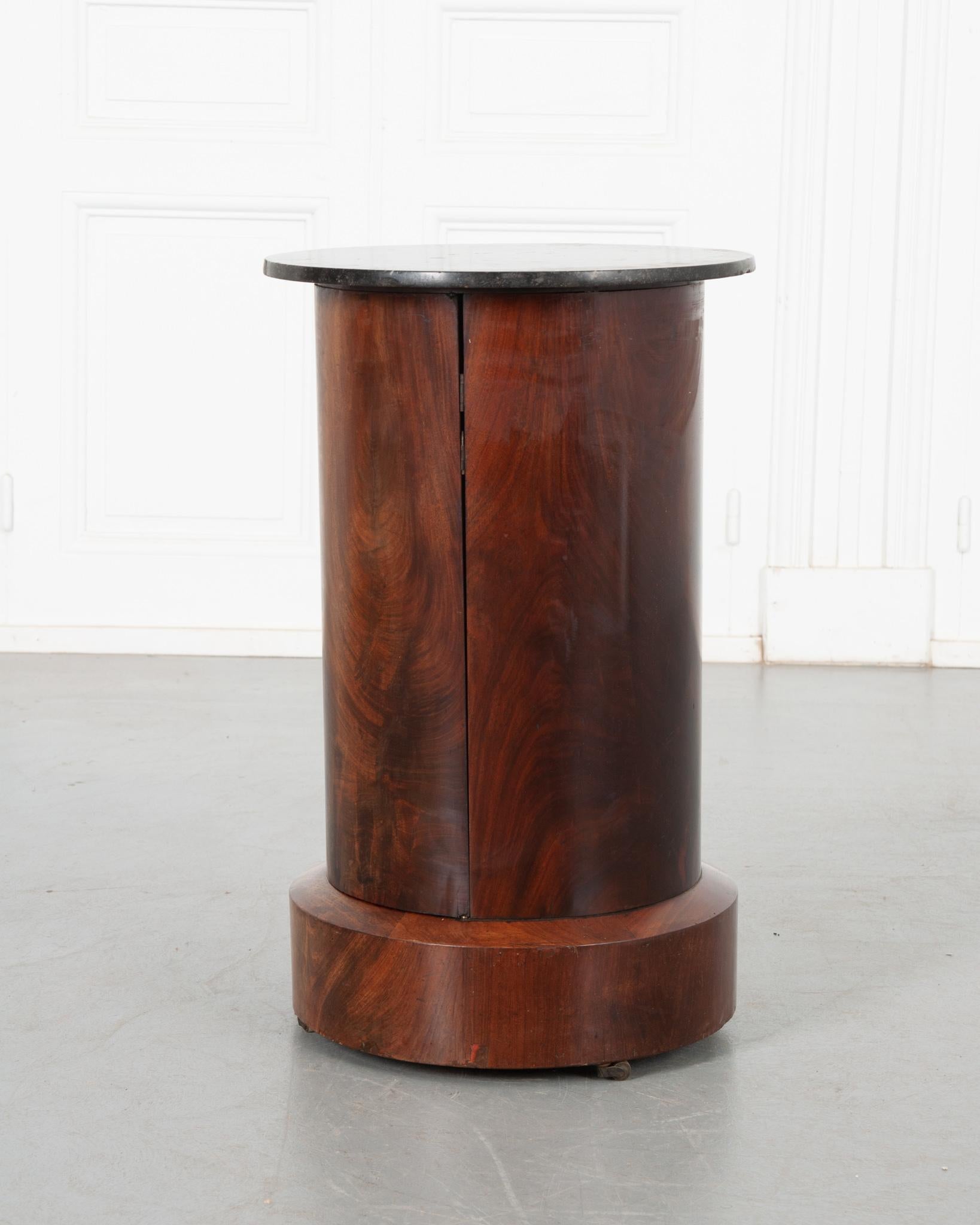 Metal French Mahogany Empire Bedside Cabinet