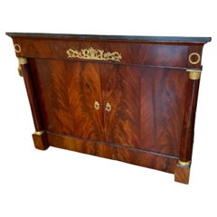 French Mahogany Empire Cabinet, 19th C with Two Doors and Gilt Bronze Mounts