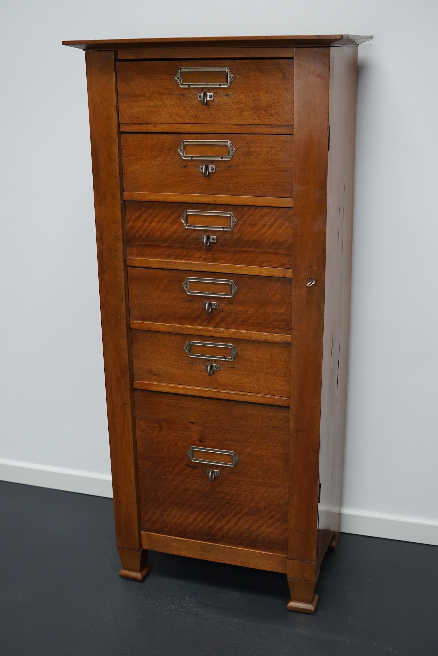 French Mahogany Filing Cabinet or Bank of Drawers, 1930s For Sale 8