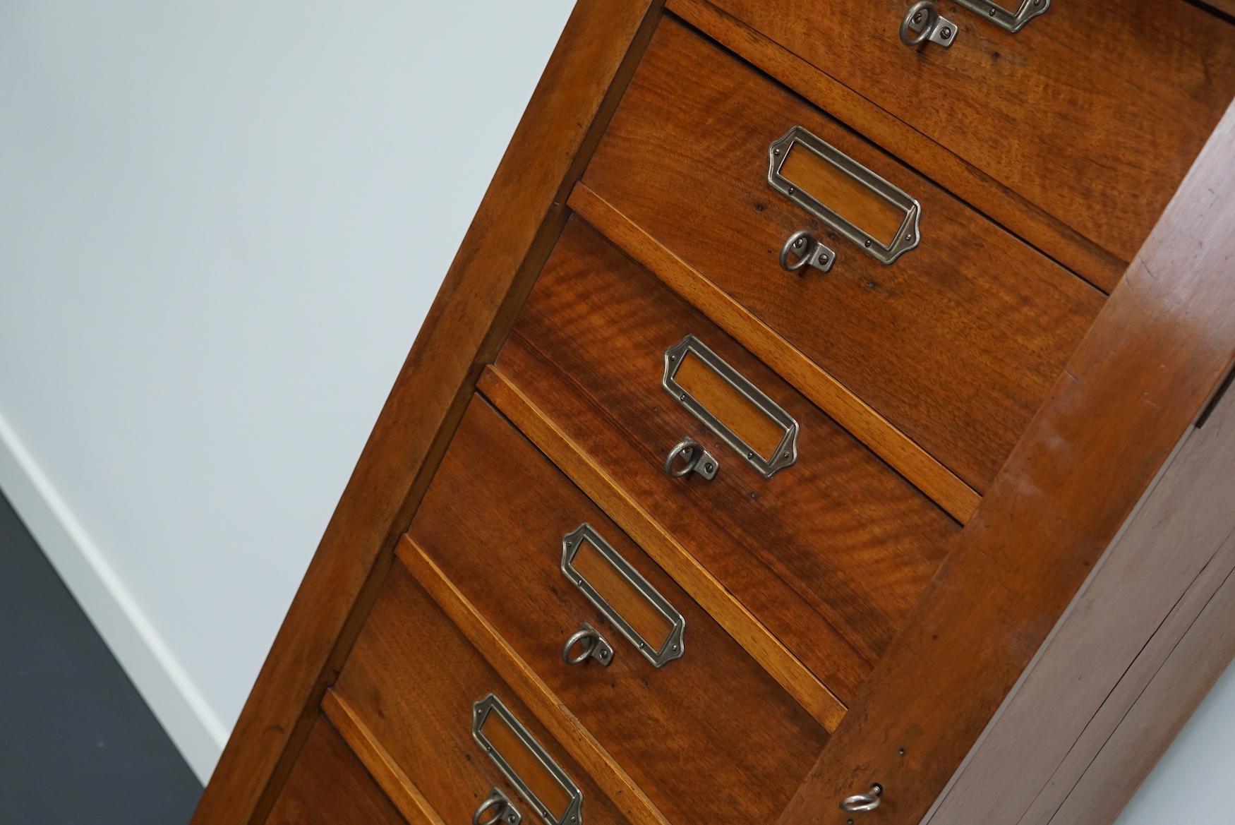 French Mahogany Filing Cabinet or Bank of Drawers, 1930s For Sale 11