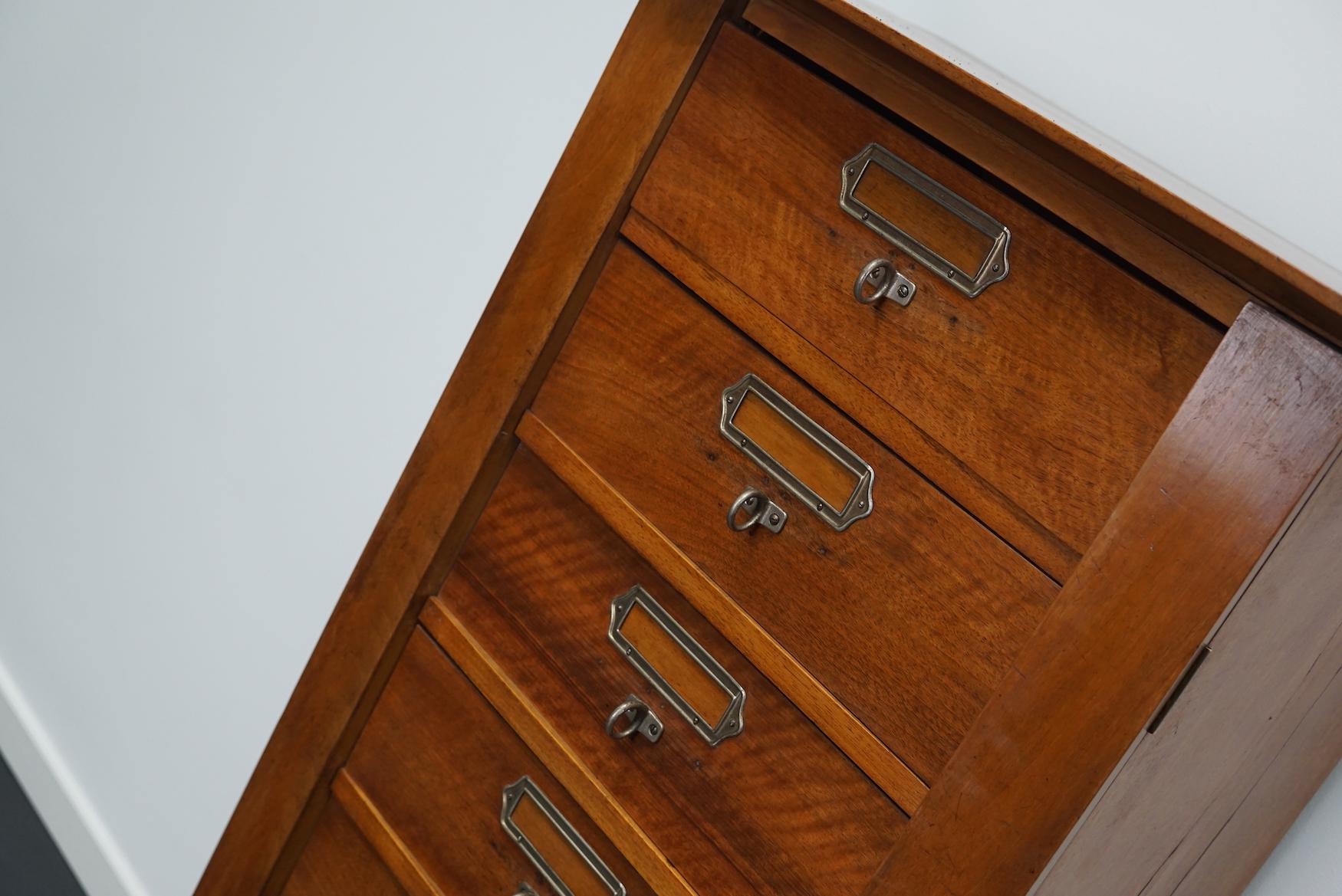 French Mahogany Filing Cabinet or Bank of Drawers, 1930s For Sale 12