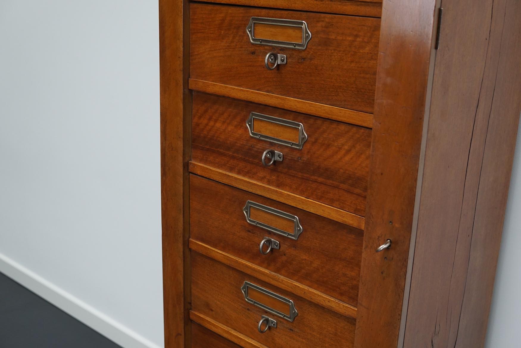 French Mahogany Filing Cabinet or Bank of Drawers, 1930s For Sale 4