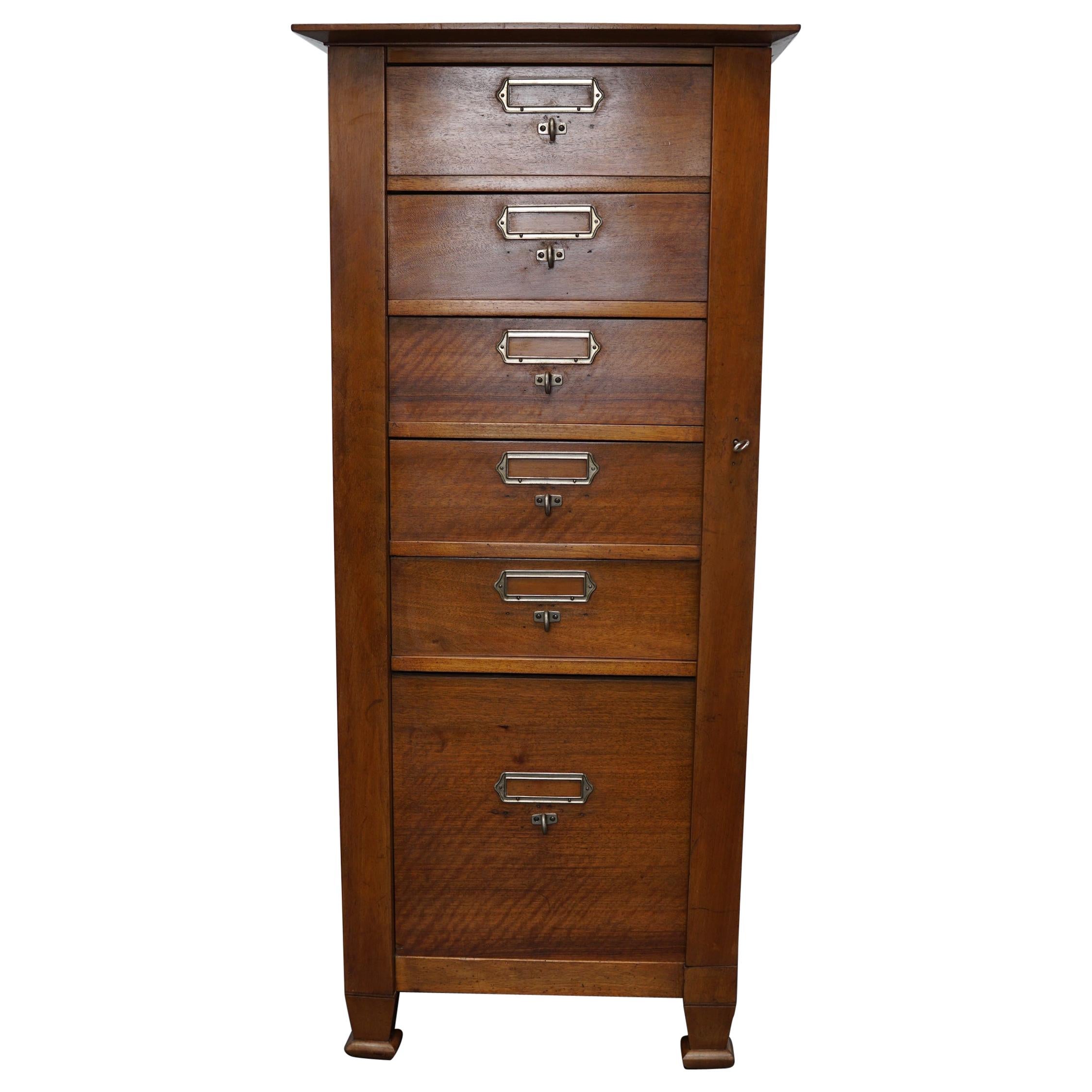 French Mahogany Filing Cabinet or Bank of Drawers, 1930s For Sale
