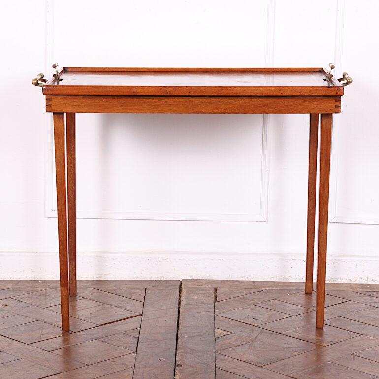 French Mahogany Folding Campaign Table by H.J Linton Paris 6
