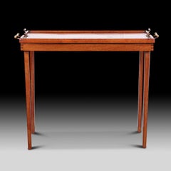 French Mahogany Folding Campaign Table by H.J Linton Paris