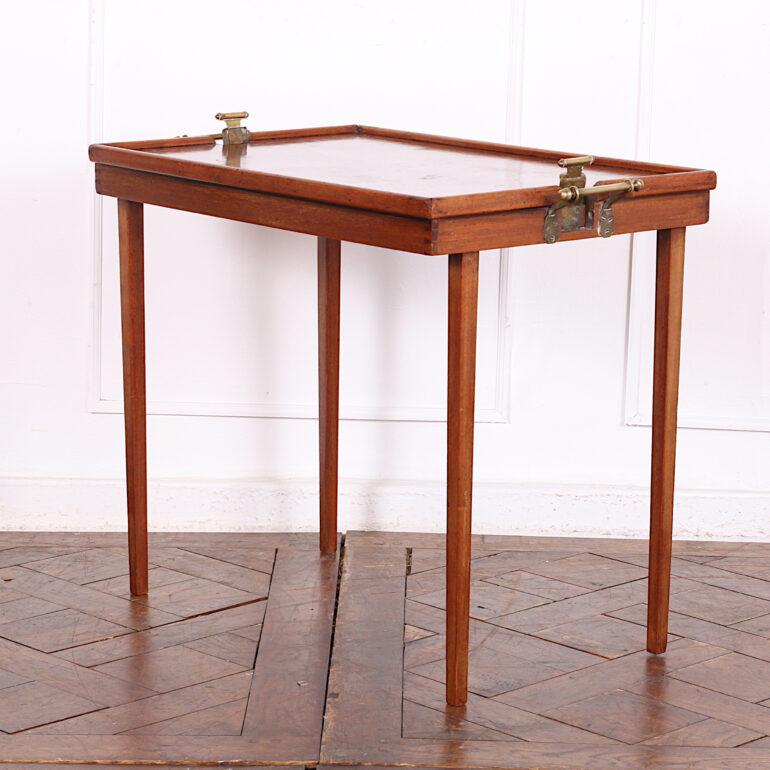 French Mahogany Folding Campaign Table by H.J Linton Paris 2