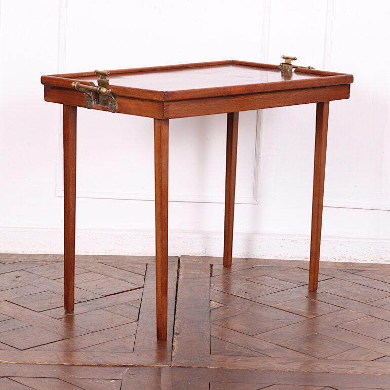 French Mahogany Folding Campaign Table by H.J Linton Paris 3