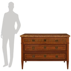 French Mahogany, Fruitwood and Brocatelle D' Espagne Marble Commode