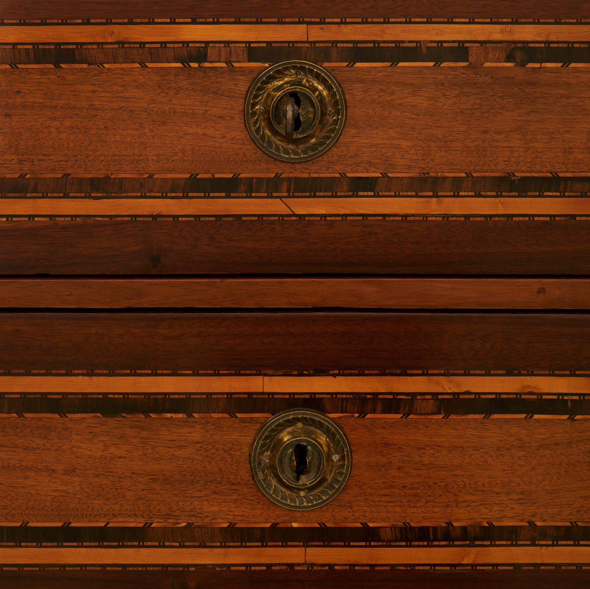 French Mahogany, Fruitwood and Brocatelle D' Espagne Marble Commode For Sale 1
