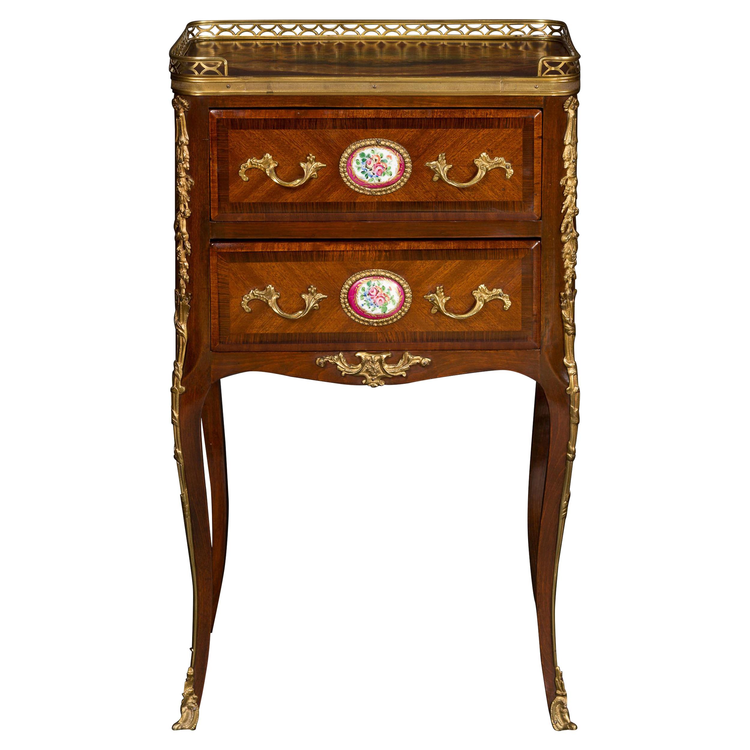 French Mahogany Inlaid Table with Drawers