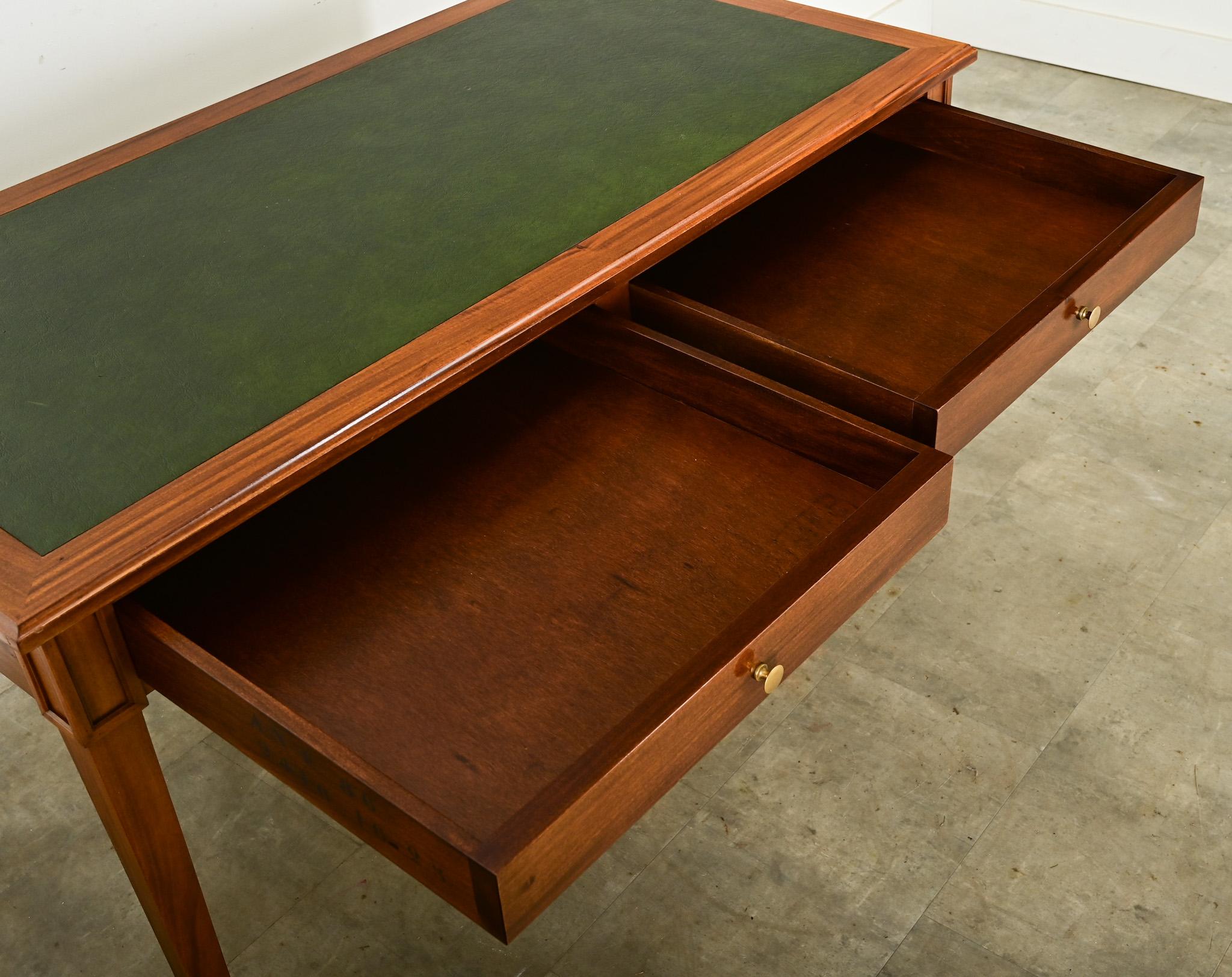 Brass French Mahogany & Leather  Reproduction Desk