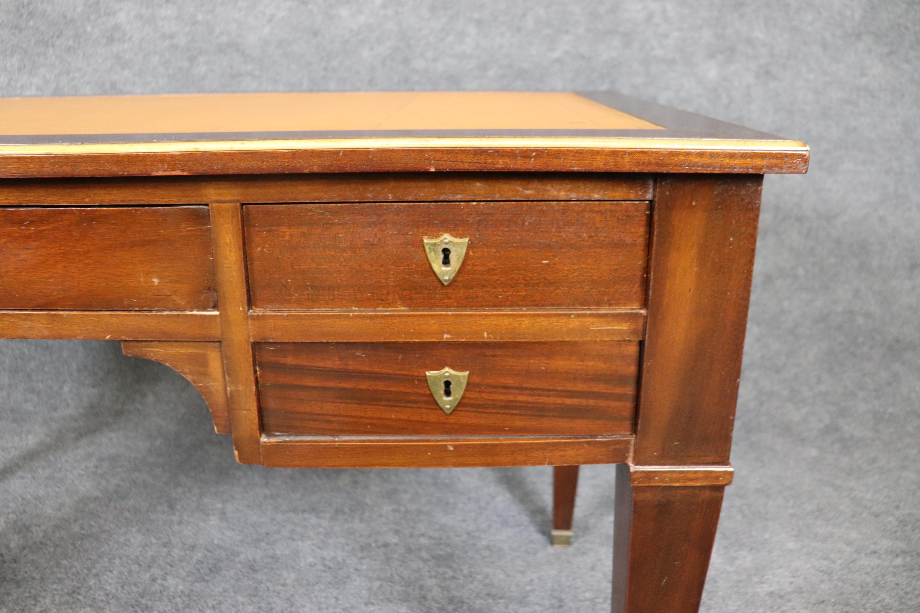 French Mahogany Leather Top Directoire Writing Desk with Pull Out Trays For Sale 6