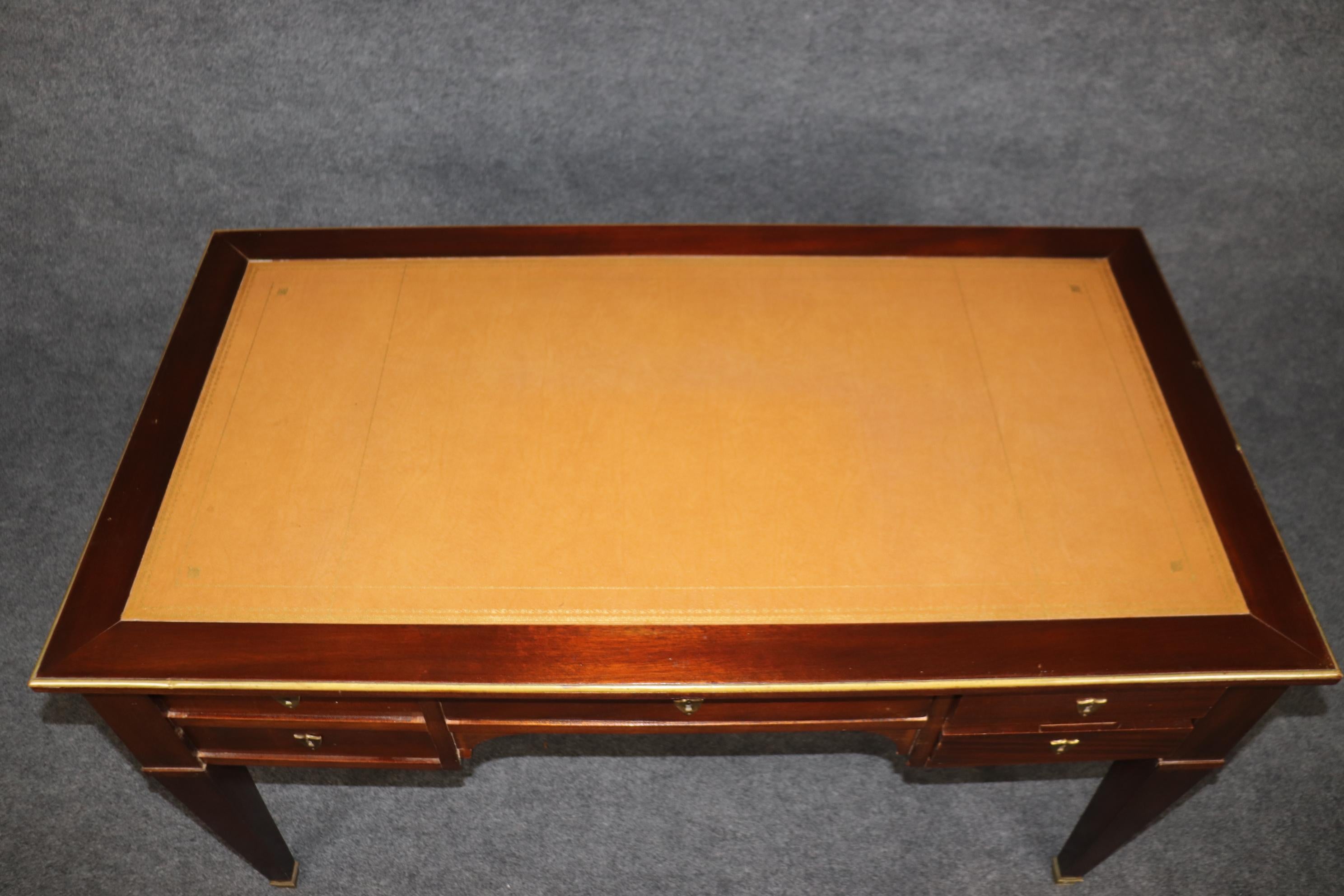 French Mahogany Leather Top Directoire Writing Desk with Pull Out Trays For Sale 3