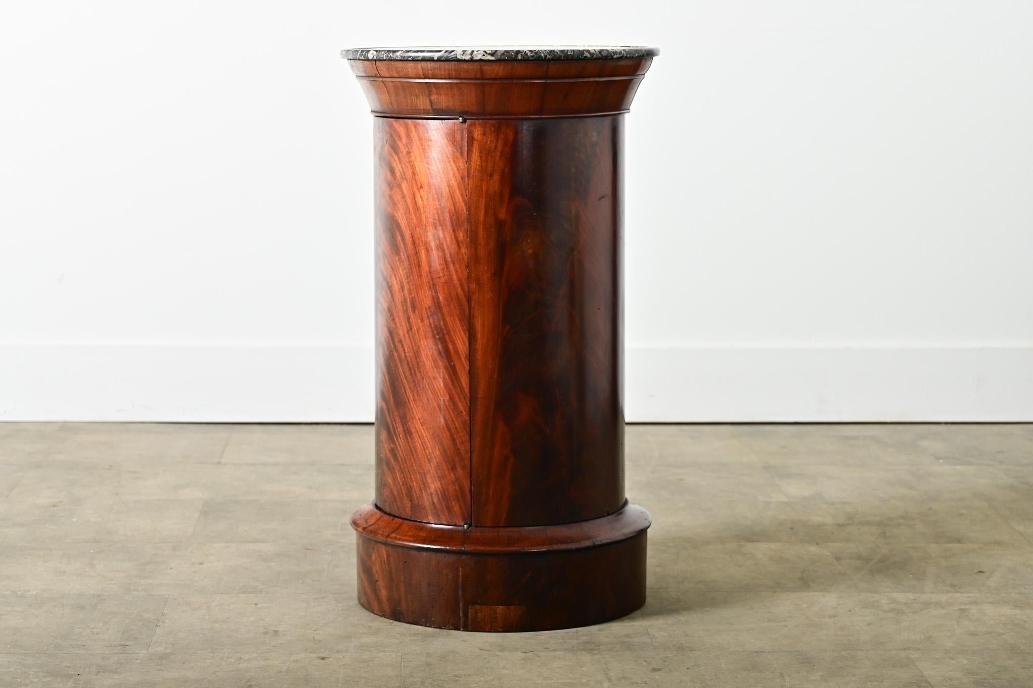 Marble French Mahogany Louis Philippe Bedside Table For Sale