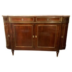 French Mahogany Louis XVI-Style Buffet, 19th Century with Gilt Accents