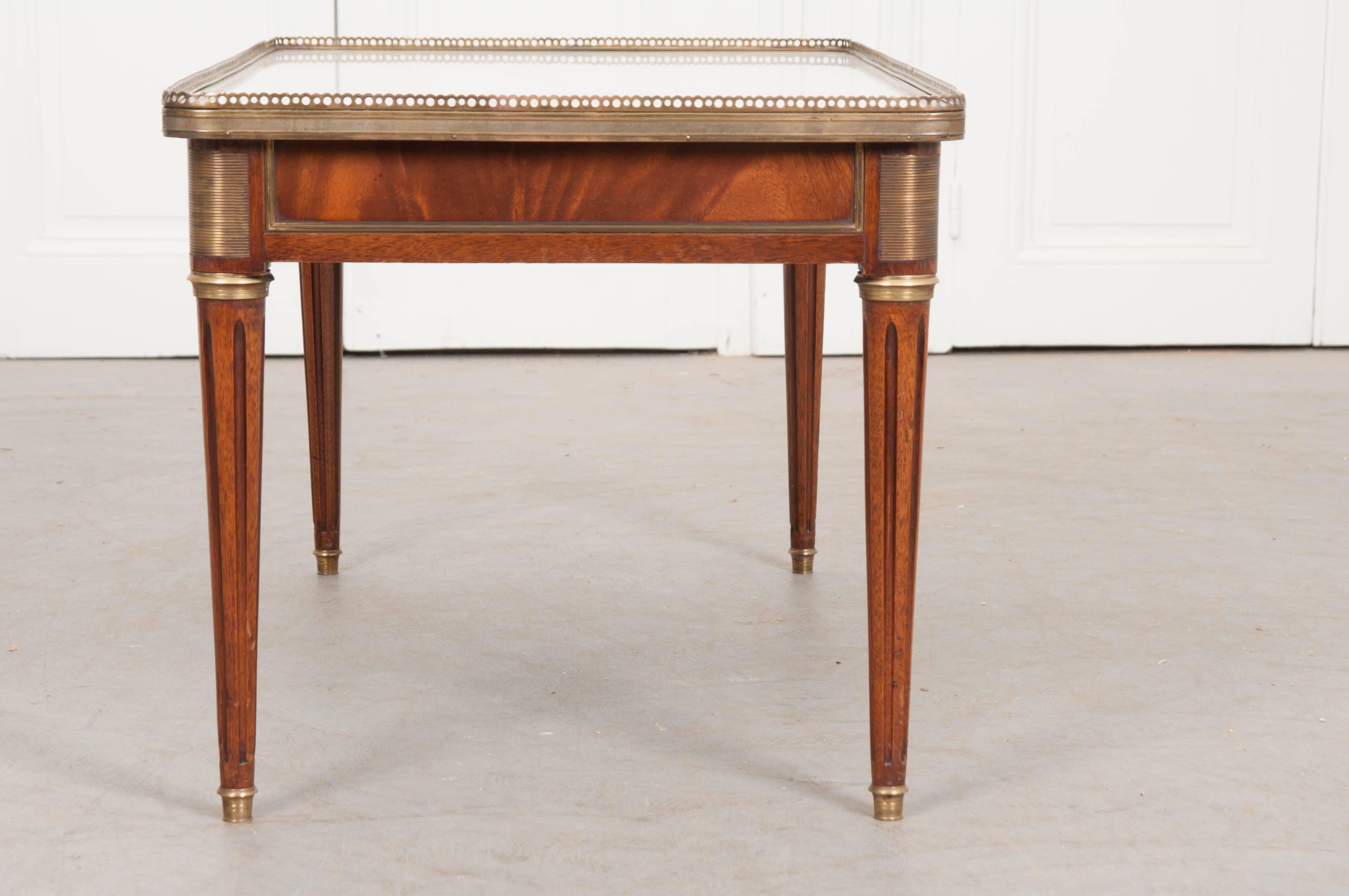 20th Century French Mahogany Louis XVI Style Coffee Table with Marble Top