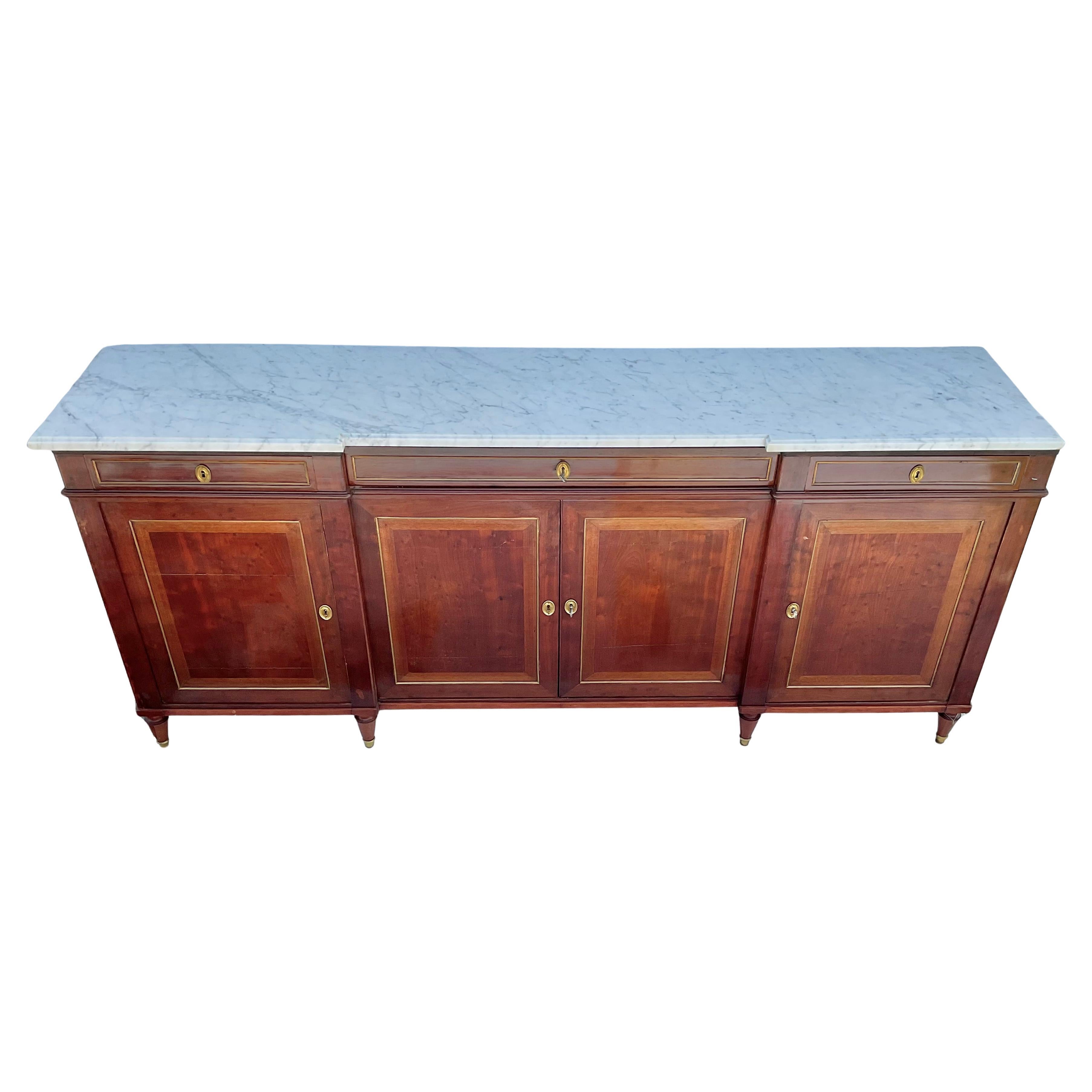 French Mahogany Louis XVI Style Enfilade In Good Condition For Sale In Bradenton, FL