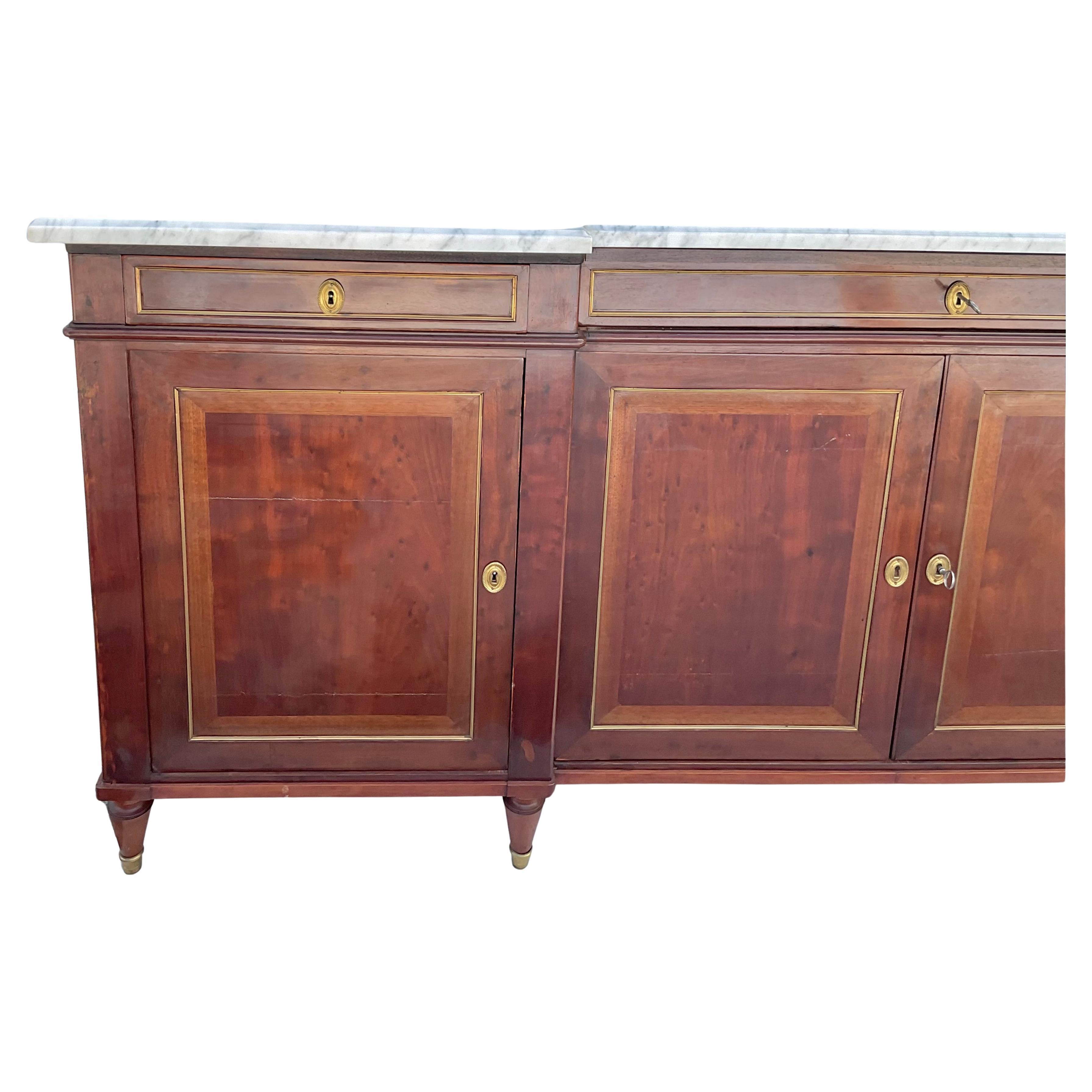 20th Century French Mahogany Louis XVI Style Enfilade For Sale