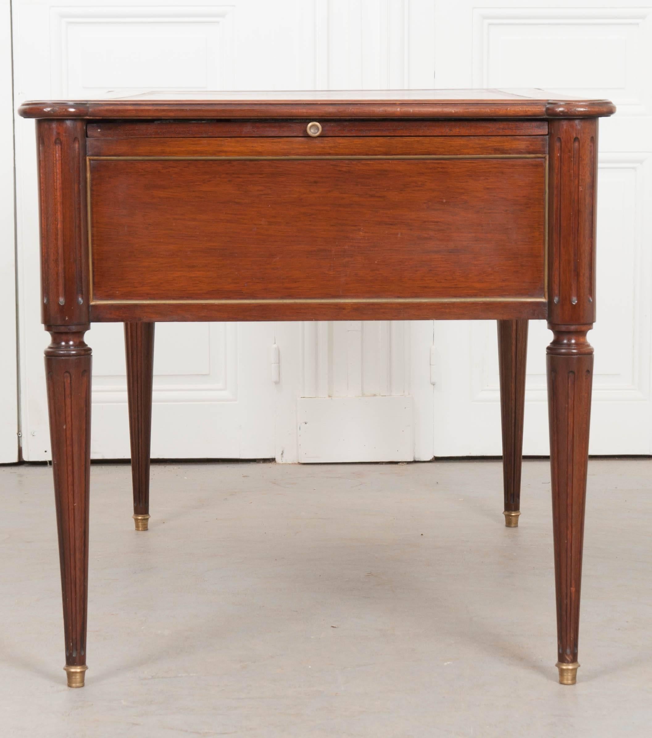 French Mahogany Louis XVI Style Leather Top Desk 1