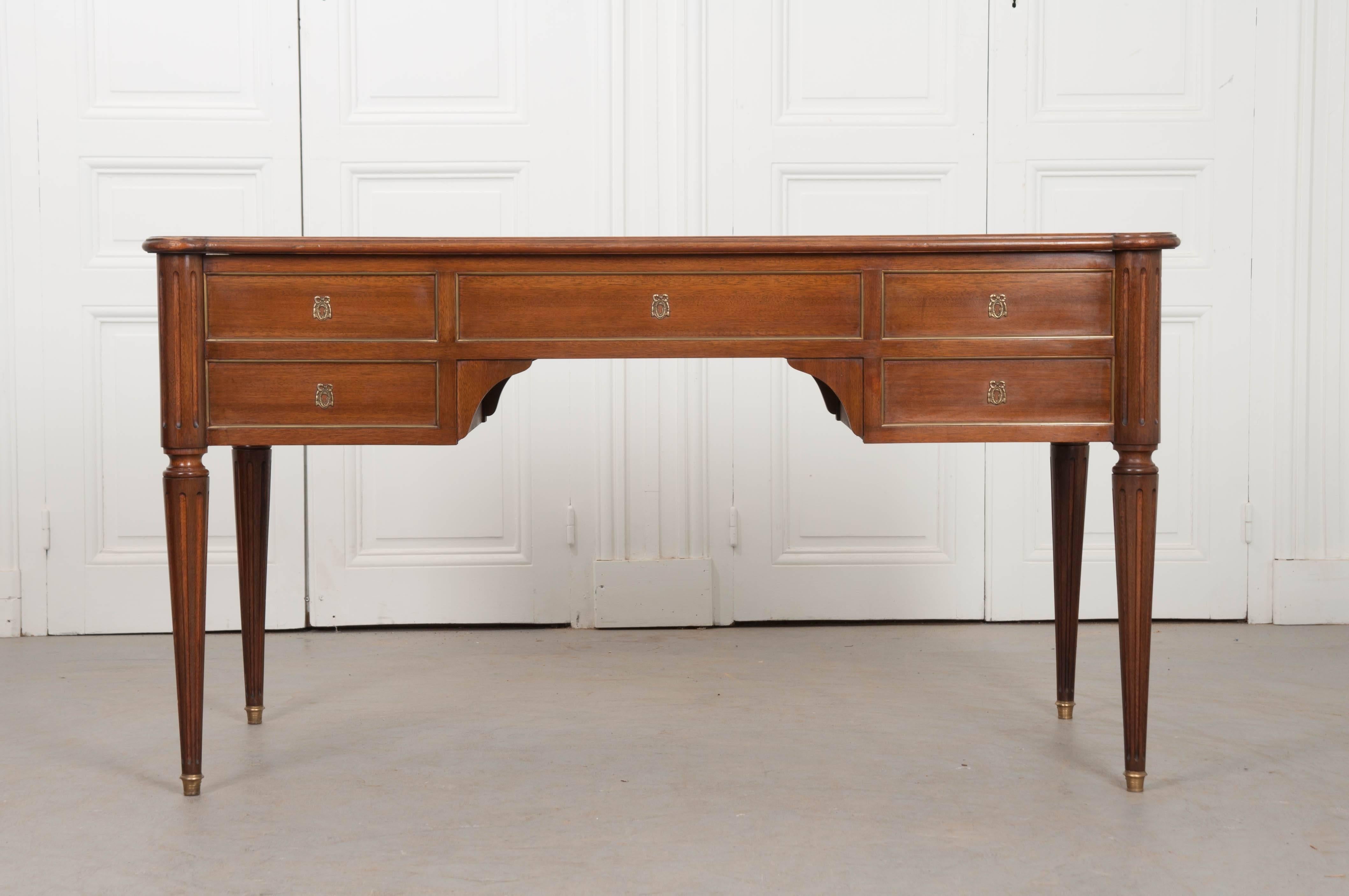 French Mahogany Louis XVI Style Leather Top Desk 3