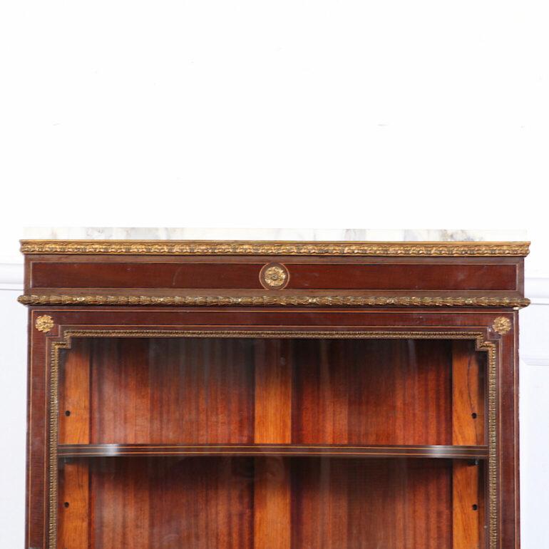 French Mahogany Louis XVI Style Marble Top Vitrine For Sale 2