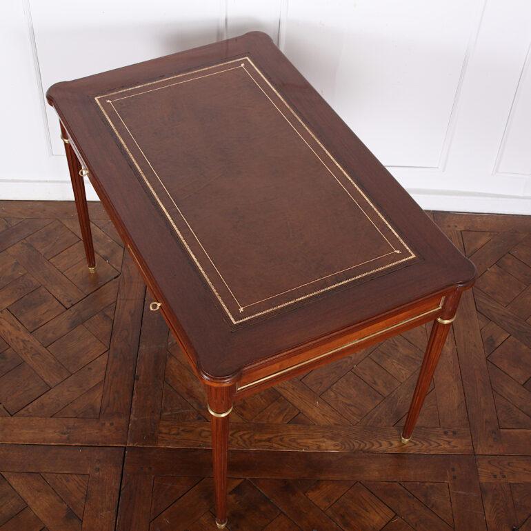 French Mahogany Louis XVI Style Writing Table Desk 1