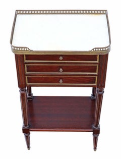 French Mahogany Marble Bedside Table