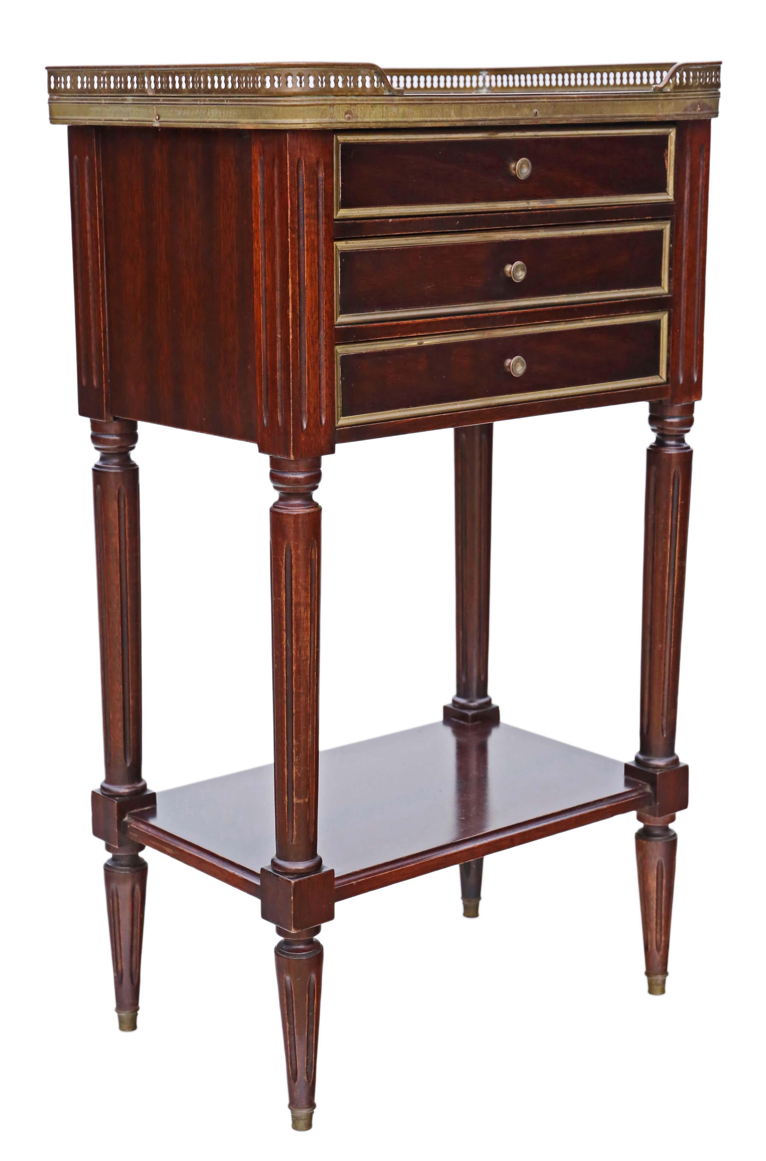 French Mahogany Marble Bedside Table In Good Condition In Wisbech, Cambridgeshire