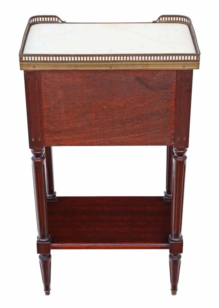 French Mahogany Marble Bedside Table at 1stDibs