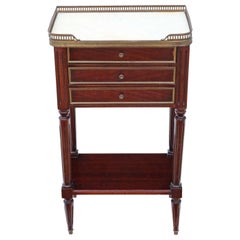 French Mahogany Marble Bedside Table